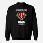 Superhelden Oma Sweatshirt Schwarz, Motiv 'Habe keine Angst, OMA ist hier'