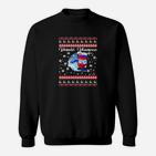 Ugly Christmas Tee mit Weihnachtspullover-Design & Weltkarte, Schwarzes Sweatshirt