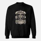 Vintage 1974 Geburtsjahrgang Legenden Sweatshirt, Retro Design Schwarz