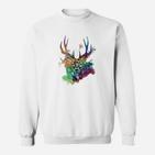 Farbenfrohes Hirsch-Aquarell Herren Sweatshirt, Künstlerisches Design