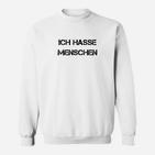 Ich hasse Menschen Herren Sweatshirt in Weiß, Sarkastisches Design