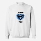 Personalisiertes Superhelden-Sweatshirt mit Namen 'SUPER TOM', Einzigartiges Design