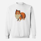 Sheltie Hund Grafik Sweatshirt für Herren in Weiß, Tierliebhaber Design