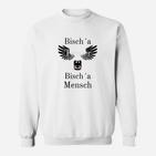 Weißes Sweatshirt Bisch 'a Mensch mit Adlerflügeln-Design, Lustiges Spruch Sweatshirt