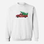 Weihnachtlicher Pickup-Truck Herren Sweatshirt, Tannenbaum-Design