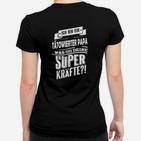 Tätowierter Papa Superkräfte - Lustiges Schwarzes Frauen Tshirt für Väter