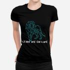 Geometrisches Löwen-Print Frauen Tshirt, Motiv Stark wie ein Löwe