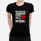 Januar Geburtstag Besserwisser Damen Frauen Tshirt, Herz & Verstand Motiv