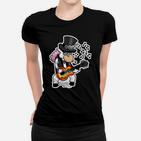 Schwarzes Frauen Tshirt mit Enten-Rockstar-Design, Rockmusik Motiv