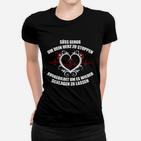 Schwarzes Frauen Tshirt mit Herz-Flügel-Motiv, Süß genug um dein Herz zu stoppen