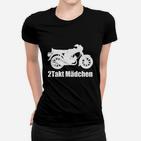 Schwarzes Motorrad-Frauen Tshirt Zweitakt Mädchen für Damen, Biker-Style Tee