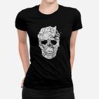 Totenkopf Frauen Tshirt mit Katzenmotiv, Schwarz, Lustiges Katzenliebhaber Design