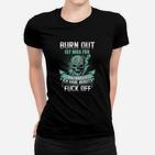 Totenkopf Schwarzes Frauen Tshirt mit Burn Out Statement, Modisches Print-Design