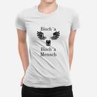 Weißes Frauen Tshirt Bisch 'a Mensch mit Adlerflügeln-Design, Lustiges Spruch Frauen Tshirt