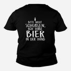 Schwarzes Kinder Tshirt Bitte nicht schubsen, ich habe Bier in der Hand, Lustiges Party-Outfit