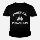 Après Ski Prinzessin Kinder Tshirt mit Krone, Schwarz für Winterurlaub