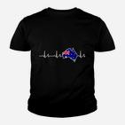 Australien Herzschlag Flagge Unisex Kinder Tshirt Schwarz, Patriotisches Design