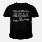 Februar Mädchen Kinder Tshirt, Schwarz - Sonnenschein & Wirbelsturm Mix