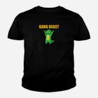 Gang Beast Lustiges Cartoon-Monster Grafik-Kinder Tshirt in Schwarz, Witziges Design