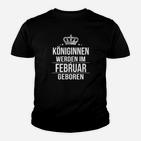 Geburtstags-Kinder Tshirt Königinnen Februar mit Krone, Frauen Feier Outfit