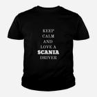 Keep Calm and Love Scania-Fahrer Schwarzes Kinder Tshirt für LKW-Liebhaber