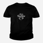 Little Sister Schwarzes Kinder Tshirt, Herz-Stern-Motiv für Schwestern