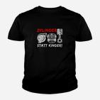 Motorbegeistertes Kinder Tshirt 'Zylinder statt Kinder', Motorgrafik - Schwarz