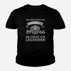 Schwarzes Herren Kinder Tshirt 1966 Geburt von Legenden Aufdruck, Retro Design