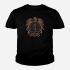 Schwarzes Herren-Kinder Tshirt mit Vintage-Wappen und Löwen-Design, Retro Look