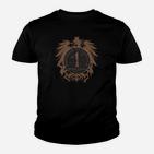 Schwarzes Herren-Kinder Tshirt mit Vintage Wappen & Zahlenprint, Retro Design