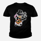 Schwarzes Kinder Tshirt mit Enten-Rockstar-Design, Rockmusik Motiv