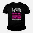 Schwarzes Kinder Tshirt mit Neon Warnhinweis & Liebeserklärung