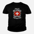 Schwarzes Kinder Tshirt Schweiz-Motiv, Das ist die Schweiz - Friss oder Stirb