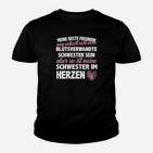 Schwarzes Kinder Tshirt Schwester im Herzen, Beste Freundin Design