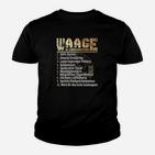 Waage Sternzeichen Schwarzes Kinder Tshirt mit Goldenen Eigenschaften