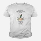 Einfache Frau Angeln und Wein Kinder Tshirt, Weißes Damen Tee