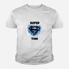 Personalisiertes Superhelden-Kinder Tshirt mit Namen 'SUPER TOM', Einzigartiges Design