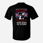 Patriotisches Großbritannien T-Shirt, Löwen Motiv & Wir sind der Sturm Spruch