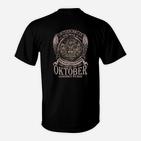 Schwarzes Herren-T-Shirt Oktober-Geburtstag Adler-Motiv