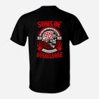 Sons of Düsseldorf Biker-Motiv T-Shirt in Schwarz, Motorrad Design