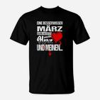 Besserwisser März Dame T-Shirt, Schwarzes Herz-Design Tee