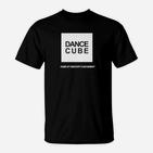 Dance Cube Grafik-T-Shirt: Heimat der Kreativität & Freude – Schwarz