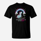 Einhorn T-Shirt Schwarz mit Regenbogen, Motivations-Spruch