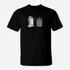 Galaktisches Roboter-Duo Schwarzes T-Shirt, Sci-Fi Motiv für Herren