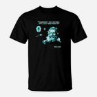 Galileo Zitat T-Shirt, Donner und Blitze, Schwarzes Herren Tee