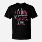 Geburtstags-Damen-T-Shirt Schwarz: Beste Frauen Geboren im Juni