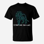 Geometrisches Löwen-Print T-Shirt, Motiv Stark wie ein Löwe