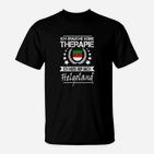Helgoland Therapie Schwarzes T-Shirt mit Deutschlandflagge, Lustiges Motiv