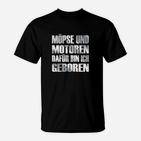 Herren-T-Shirt Möpse und Motoren - Dafür Bin Ich Geboren, Schwarz