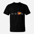Herzfrequenz T-Shirt mit Pizza-Motiv, Schwarz
